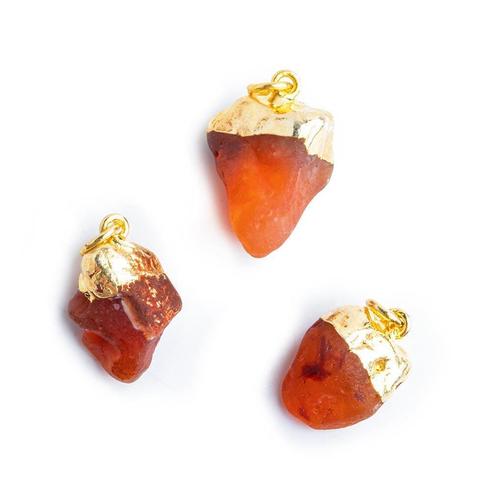 Gold Leafed Carnelian Natural Crystal Focal Pendant 1 Piece - The Bead Traders