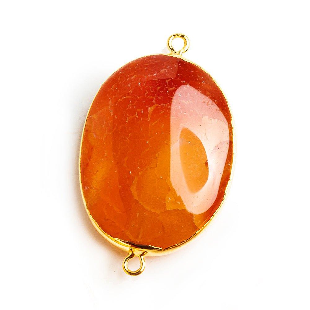 Gold Leafed Carnelian Oval Connector Bead 1 Piece - The Bead Traders