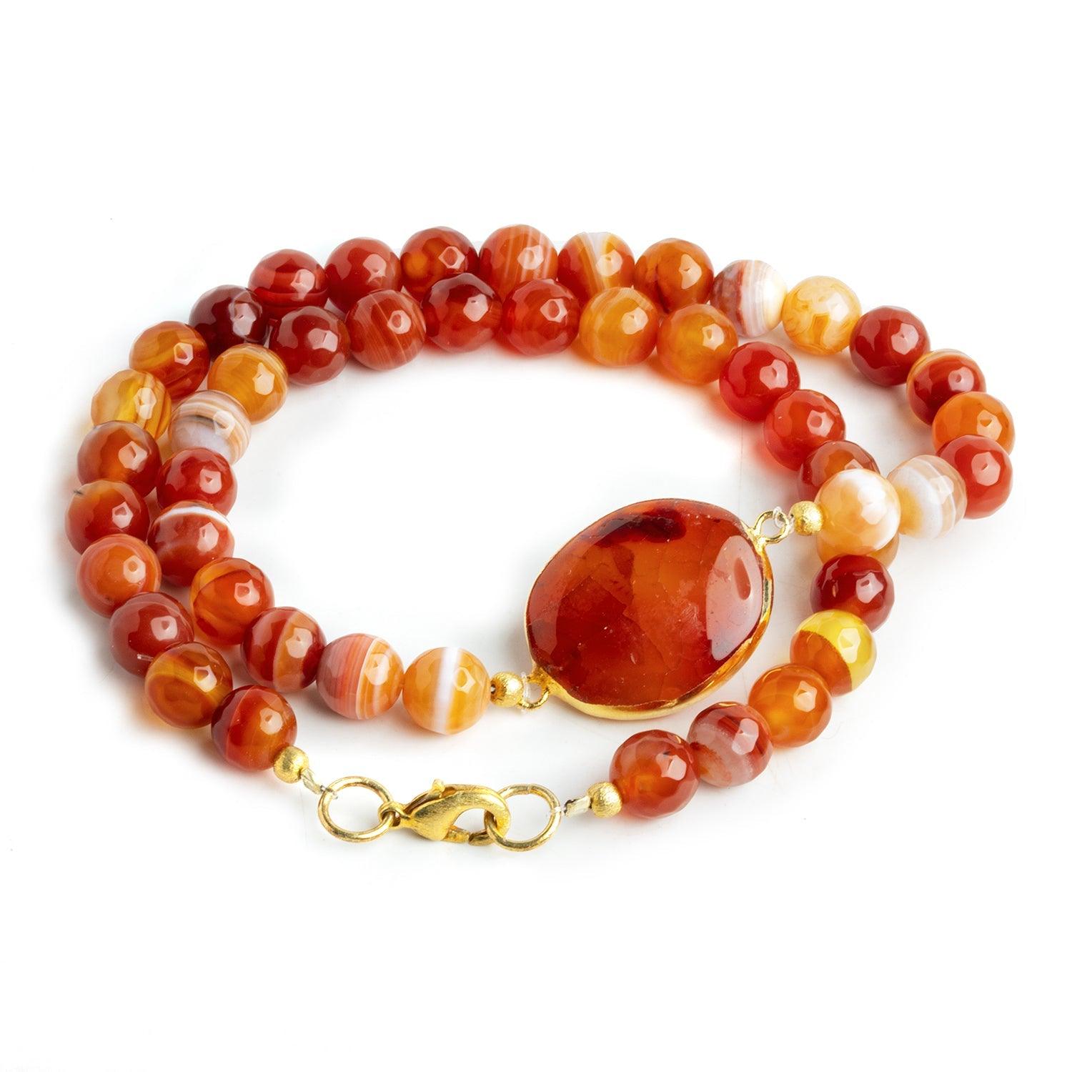 Gold Leafed Carnelian Oval Connector Bead 1 Piece - The Bead Traders