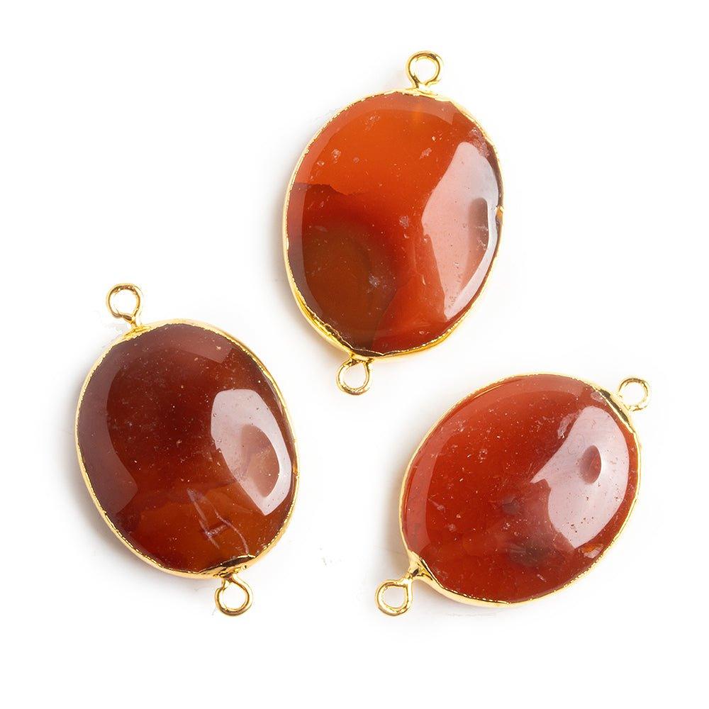 Gold Leafed Carnelian Oval Connector Bead 1 Piece - The Bead Traders