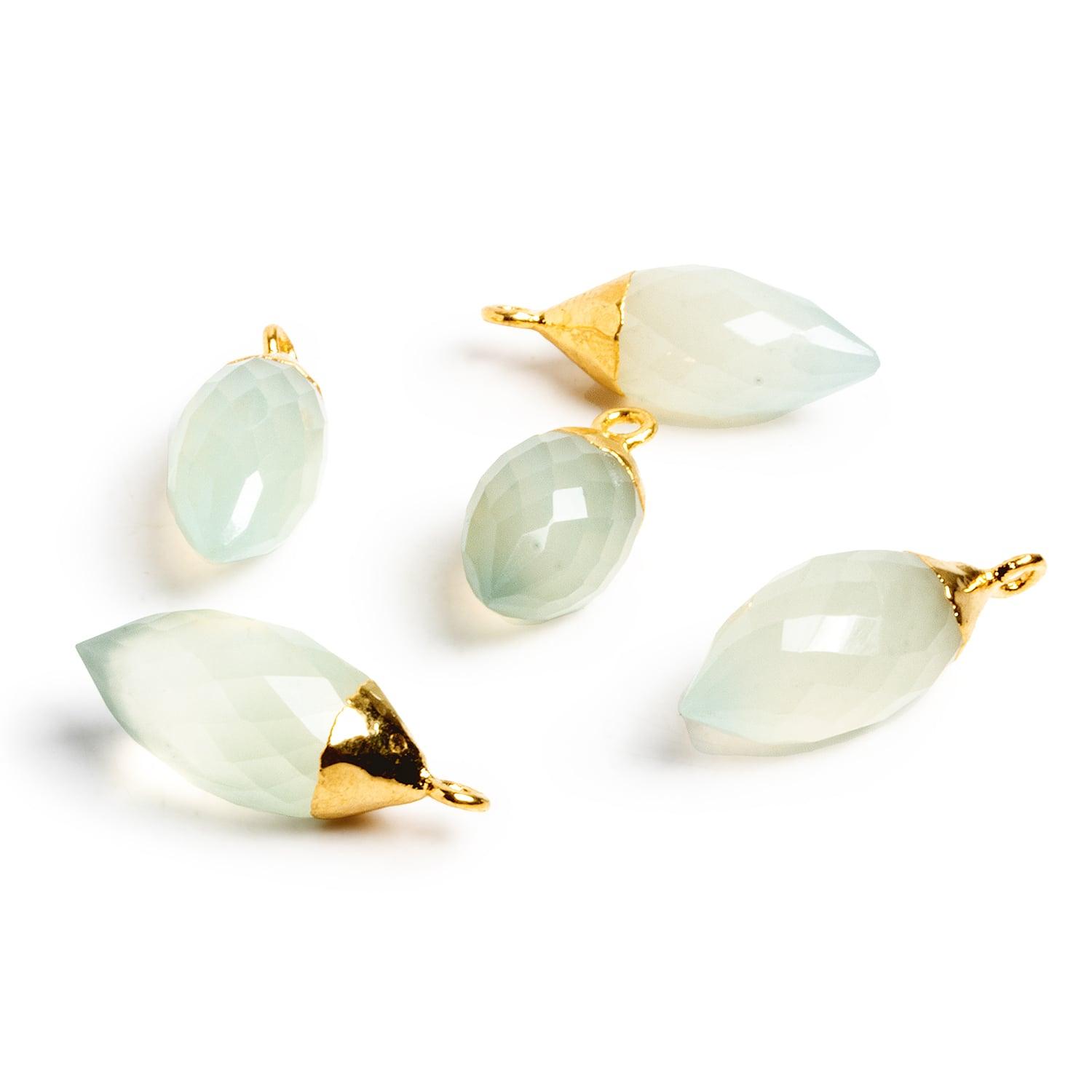 Gold Leafed Chalcedony Marquise Pendants - Lot of 5 - The Bead Traders