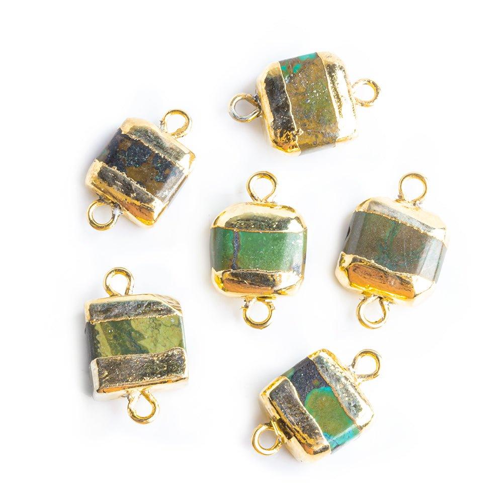 Gold Leafed Chinese Turquoise Rectangle Connector 1 Piece - The Bead Traders