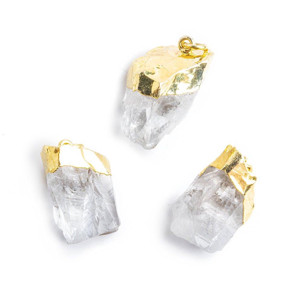 Gold Leafed Crystal Quartz Natural Crystal Focal Pendant 1 Piece - The Bead Traders