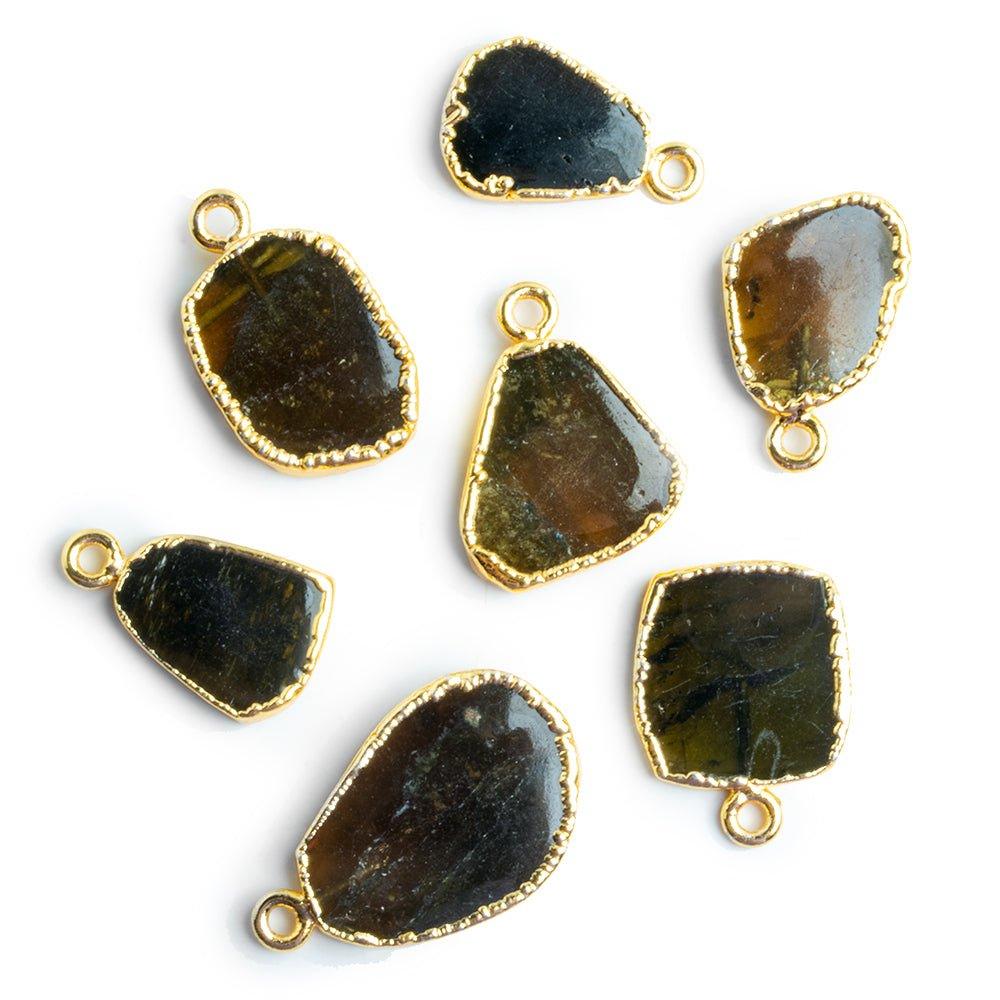 Gold Leafed Green Tourmaline nugget Pendant 1 piece 115x10mm average size - The Bead Traders