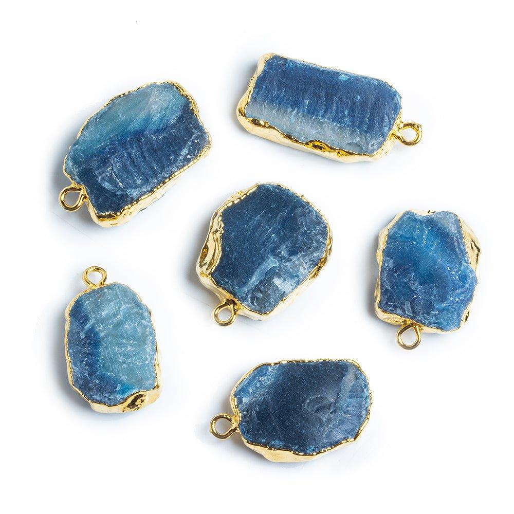 Gold Leafed Hammer Faceted Agate Rectangle Pendant 1 Piece - The Bead Traders
