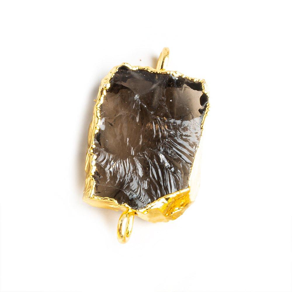 Gold Leafed Hammer Faceted Smoky Quartz Rectangle Connector 1 Piece - The Bead Traders