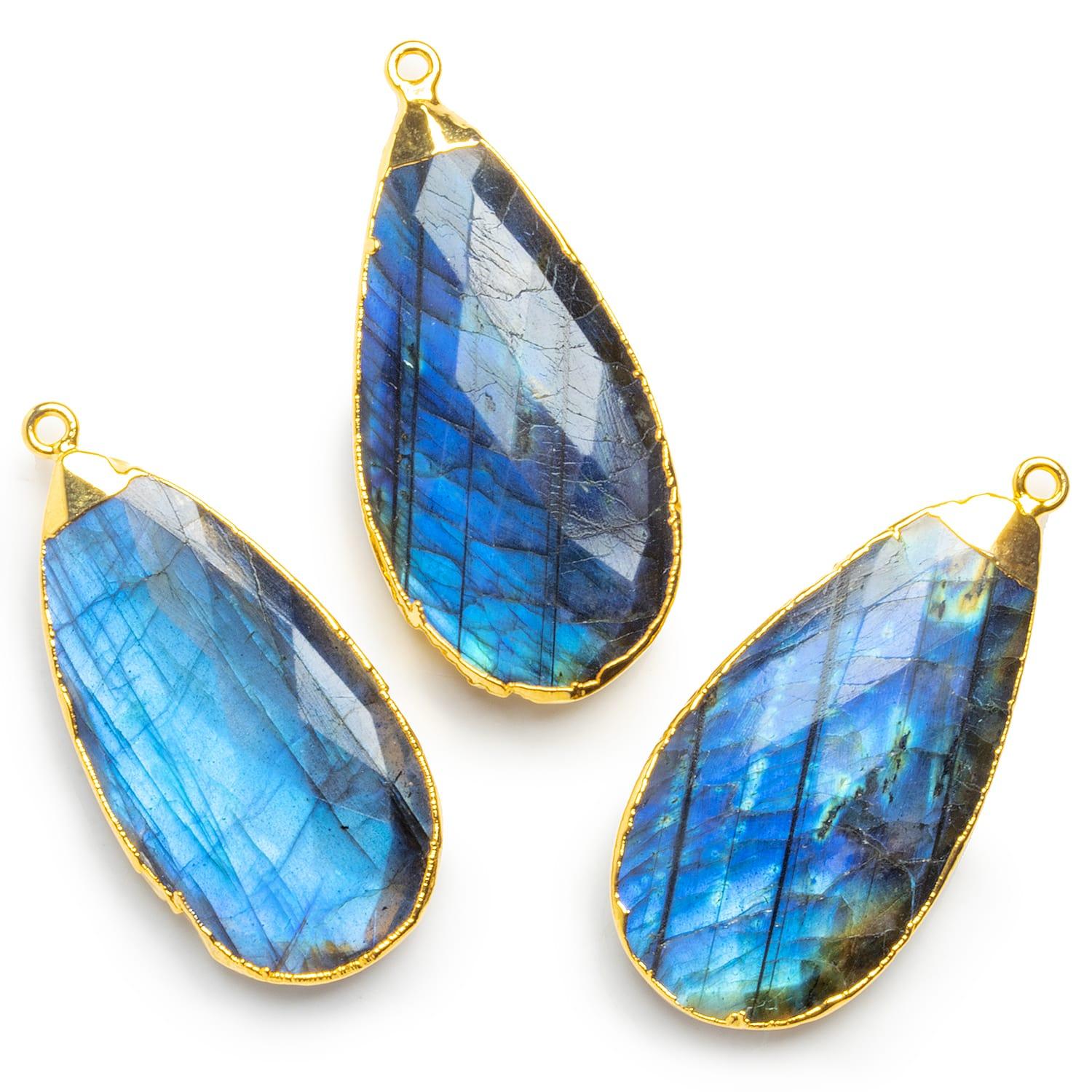 Gold Leafed Labradorite AAA Grade Pear Pendant 1 Piece - The Bead Traders