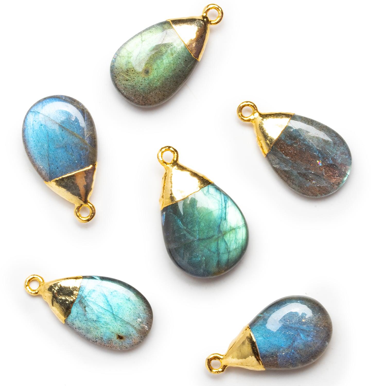 Gold Leafed Labradorite Pear Pendant 1 Bead (L) - The Bead Traders