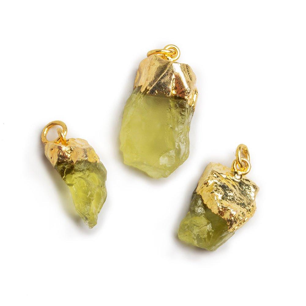Gold Leafed Lemon Quartz Natural Crystal Focal Pendant 1 Piece - The Bead Traders