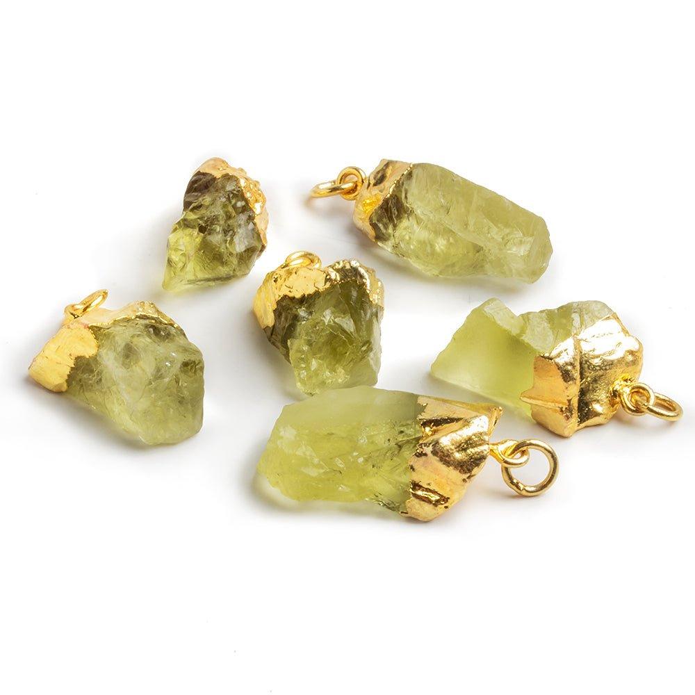Gold Leafed Lemon Quartz Natural Crystal Focal Pendant 1 Piece - The Bead Traders