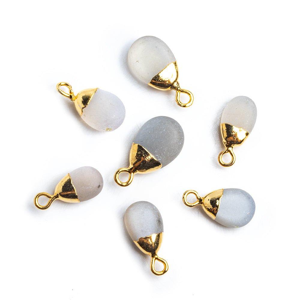 Gold Leafed Matte Moonstone Pear Pendant 1 Piece - The Bead Traders