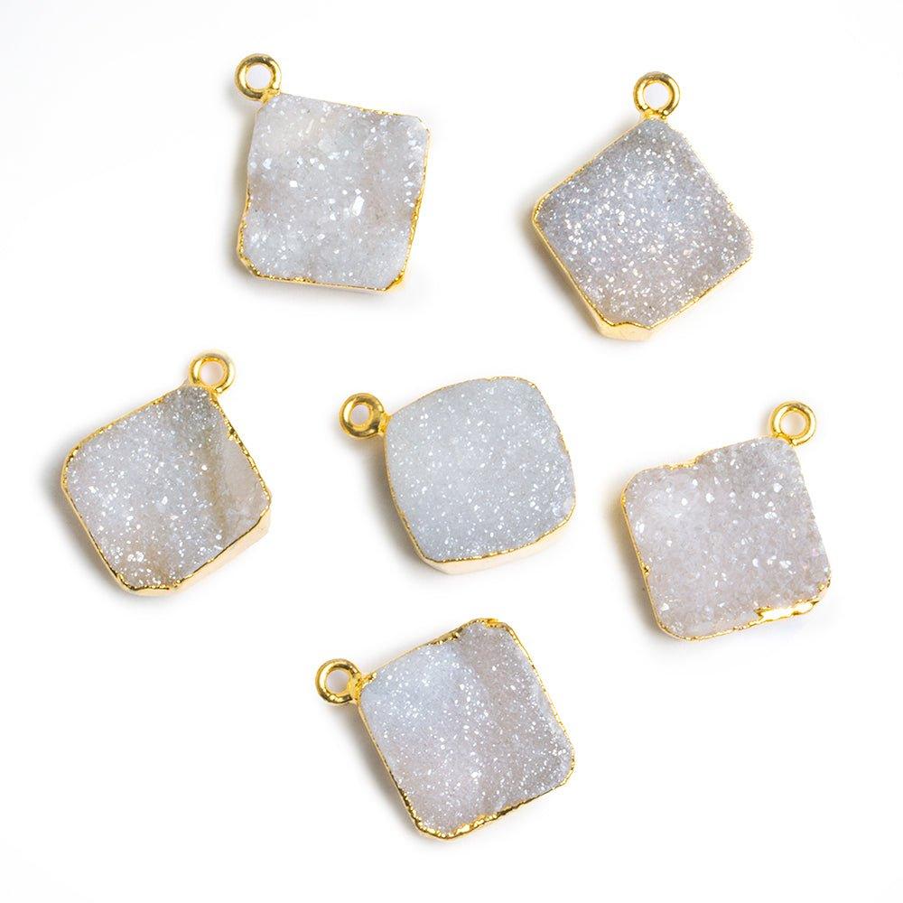 Gold Leafed Natural Drusy Square Pendant 1 Piece - The Bead Traders