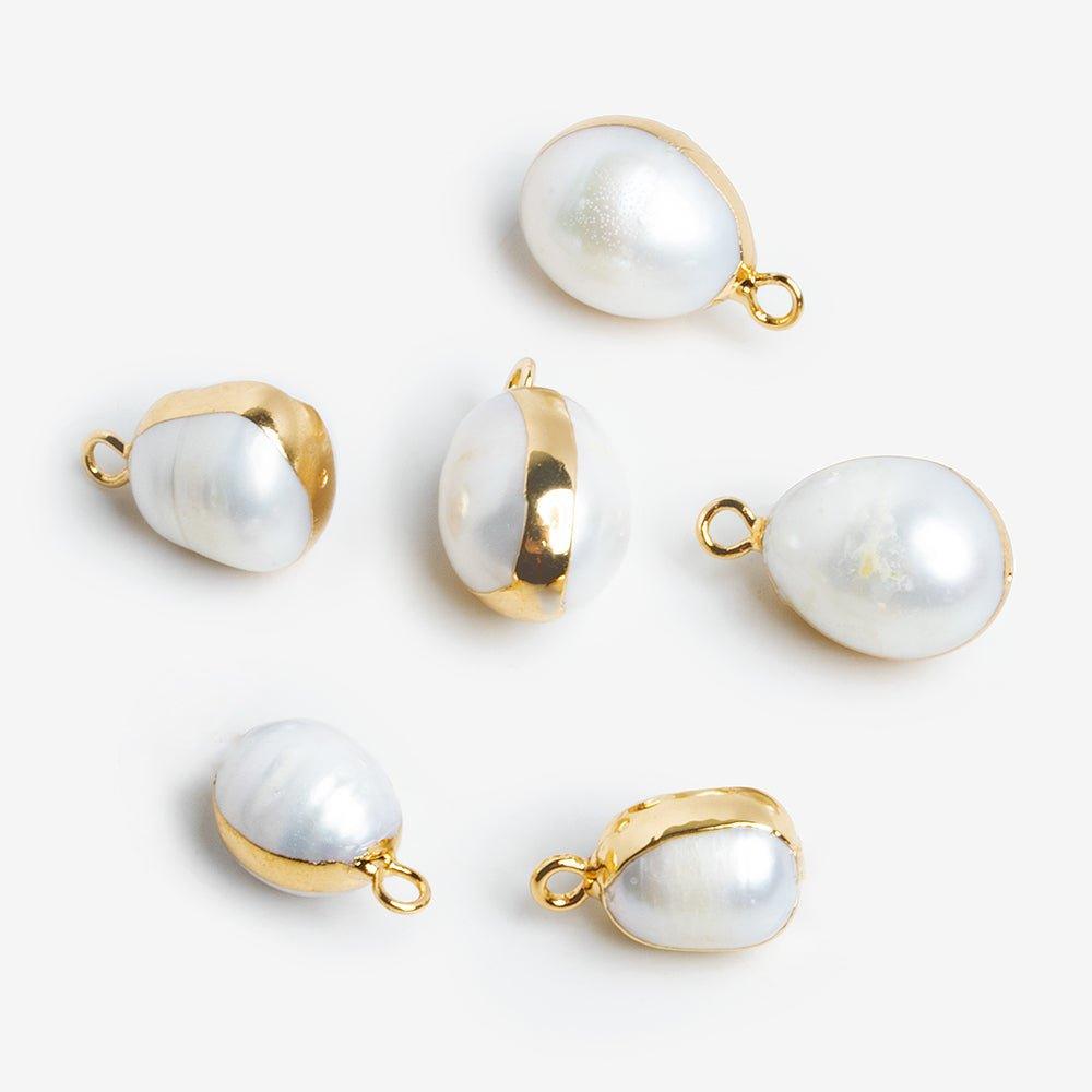 Gold Leafed Oval Freshwater Pearl pendant 1 Piece - The Bead Traders