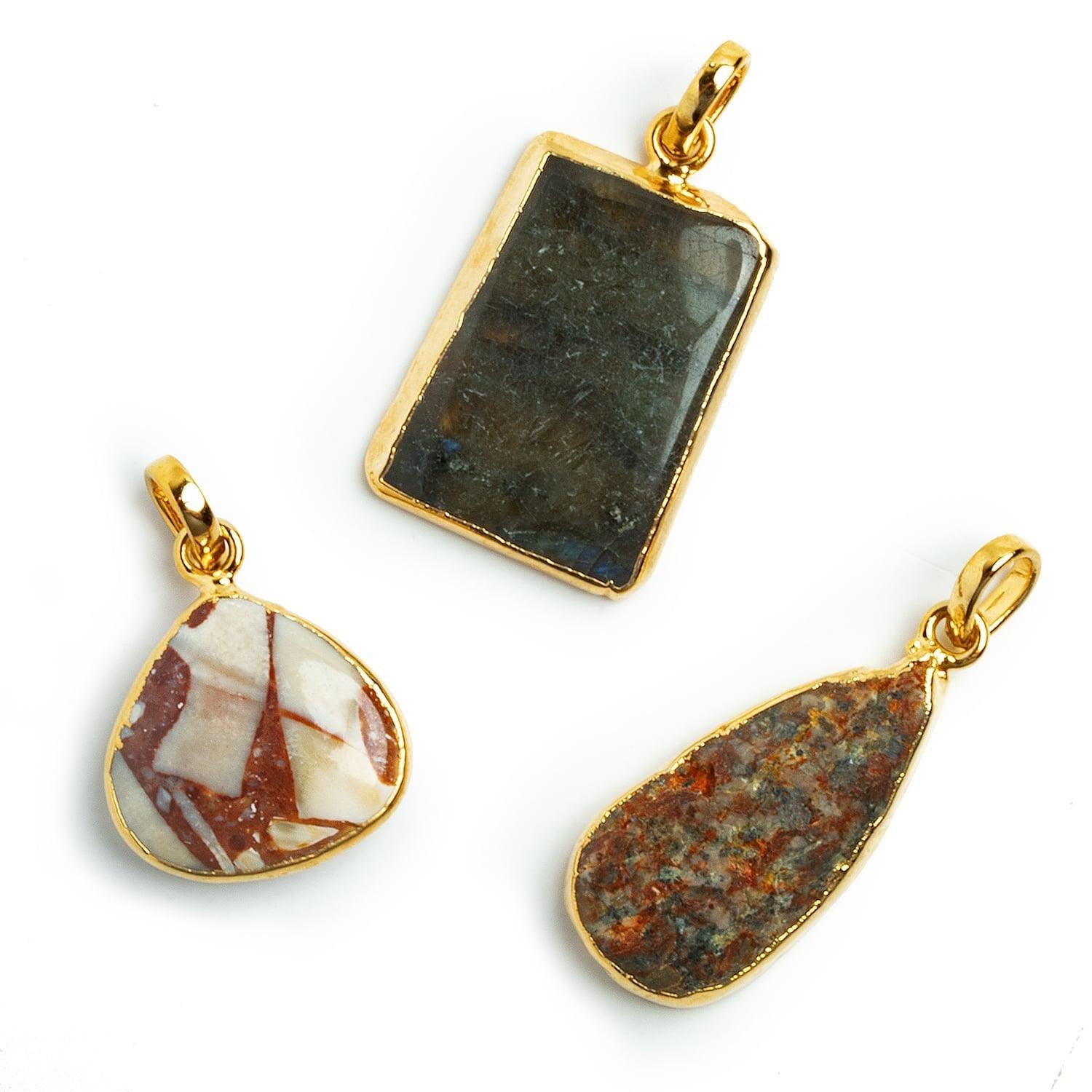 Gold Leafed Pendants - Lot of 3 - The Bead Traders