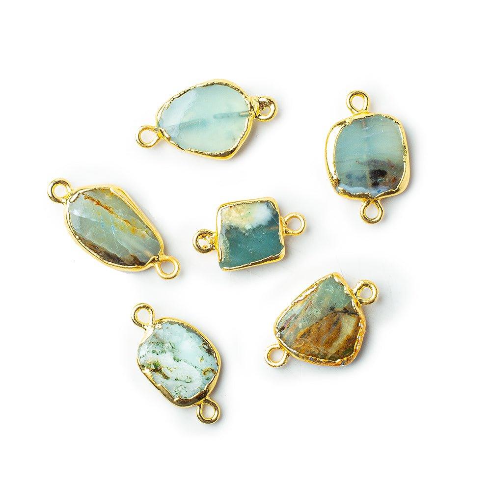 Gold Leafed Peruvian Opal Slice Connector 1 focal bead 11x9mm average - The Bead Traders