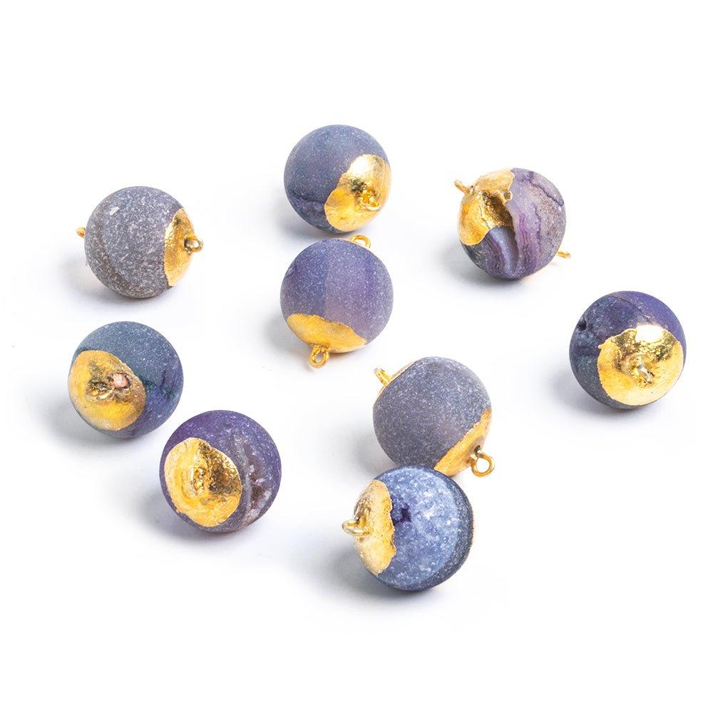 Gold Leafed Purple Drusy Round Connector 1 Piece - The Bead Traders