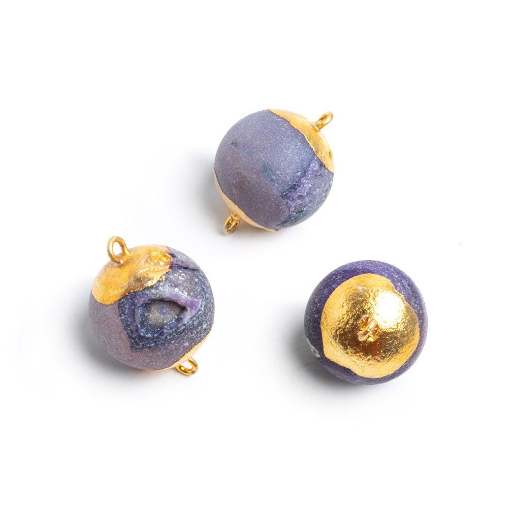 Gold Leafed Purple Drusy Round Connector 1 Piece - The Bead Traders