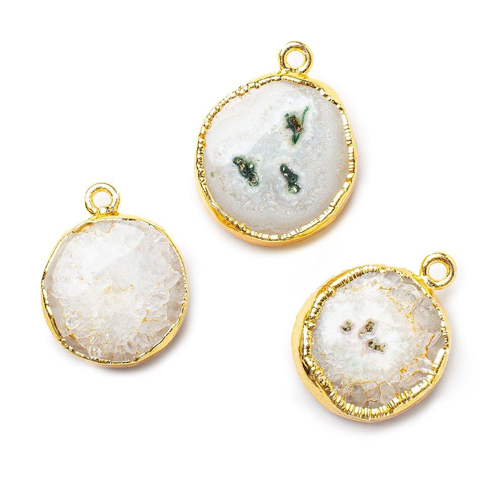 Gold Leafed Solar Quartz Coin Pendant 1 piece 18x18mm average size - The Bead Traders
