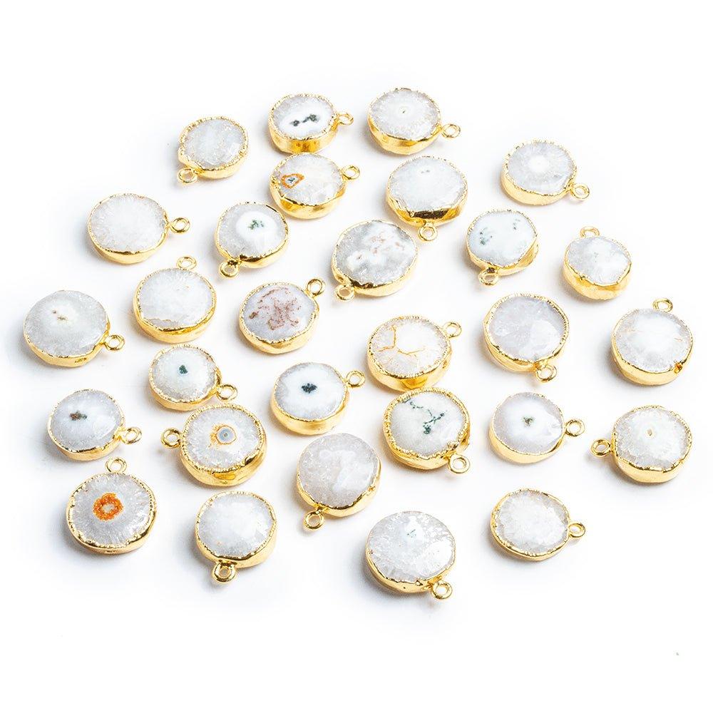 Gold Leafed Solar Quartz Coin Pendant 1 piece 18x18mm average size - The Bead Traders