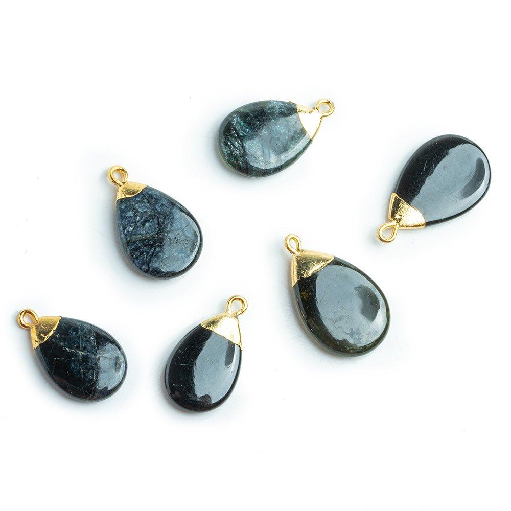 Gold Leafed Tourmaline Plain Pear Pendants - Lot of 2 - The Bead Traders