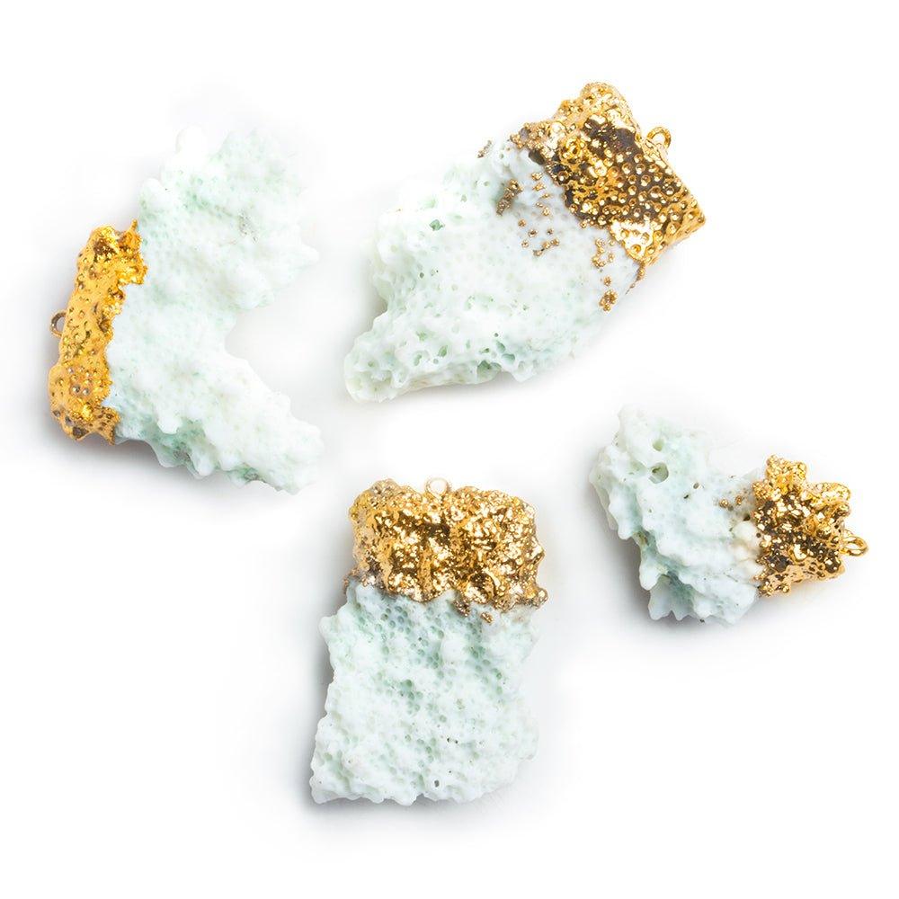 Gold Leafed White Coral Focal Pendant 1 Piece - The Bead Traders