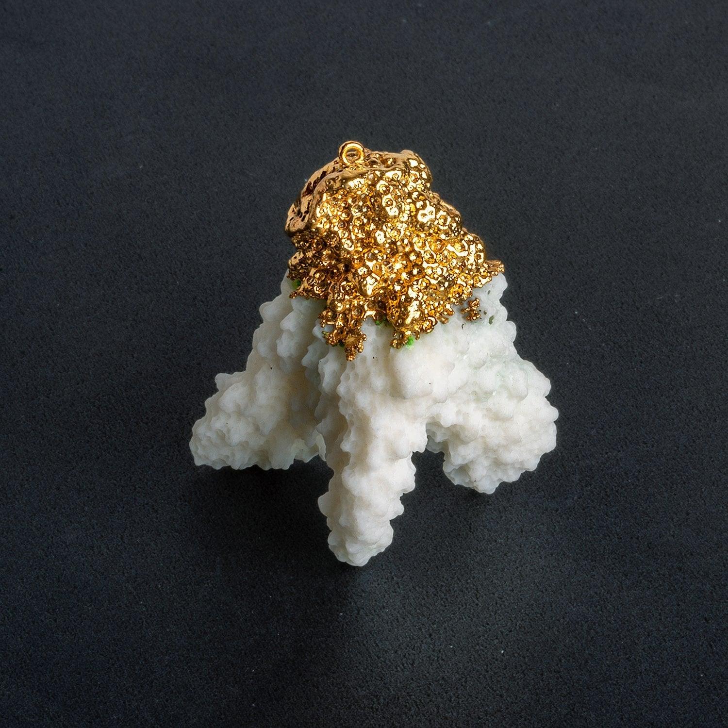 Gold Leafed White Coral Pendant 1 Piece - The Bead Traders