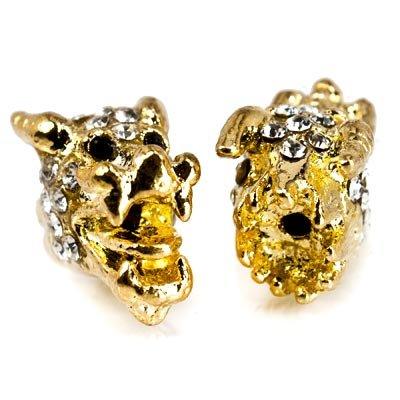 Gold plated Slider 15x9mm, Dragon Head, 1 piece - The Bead Traders