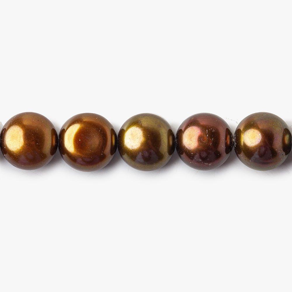 Golden Brown Side Drilled Button Freshwater Pearls 16 inch 44 pieces - The Bead Traders