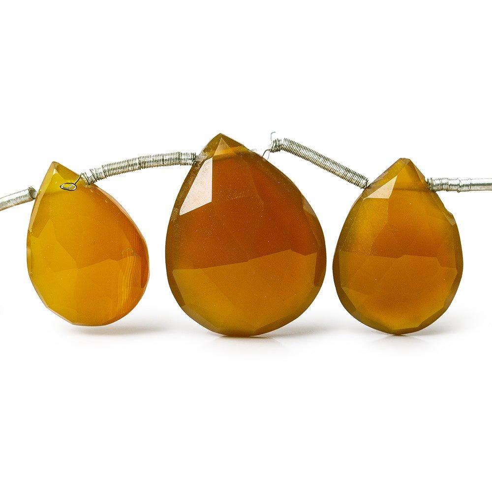 Golden Chalcedony Beads Faceted Top Drilled 16-24mm Pears - The Bead Traders