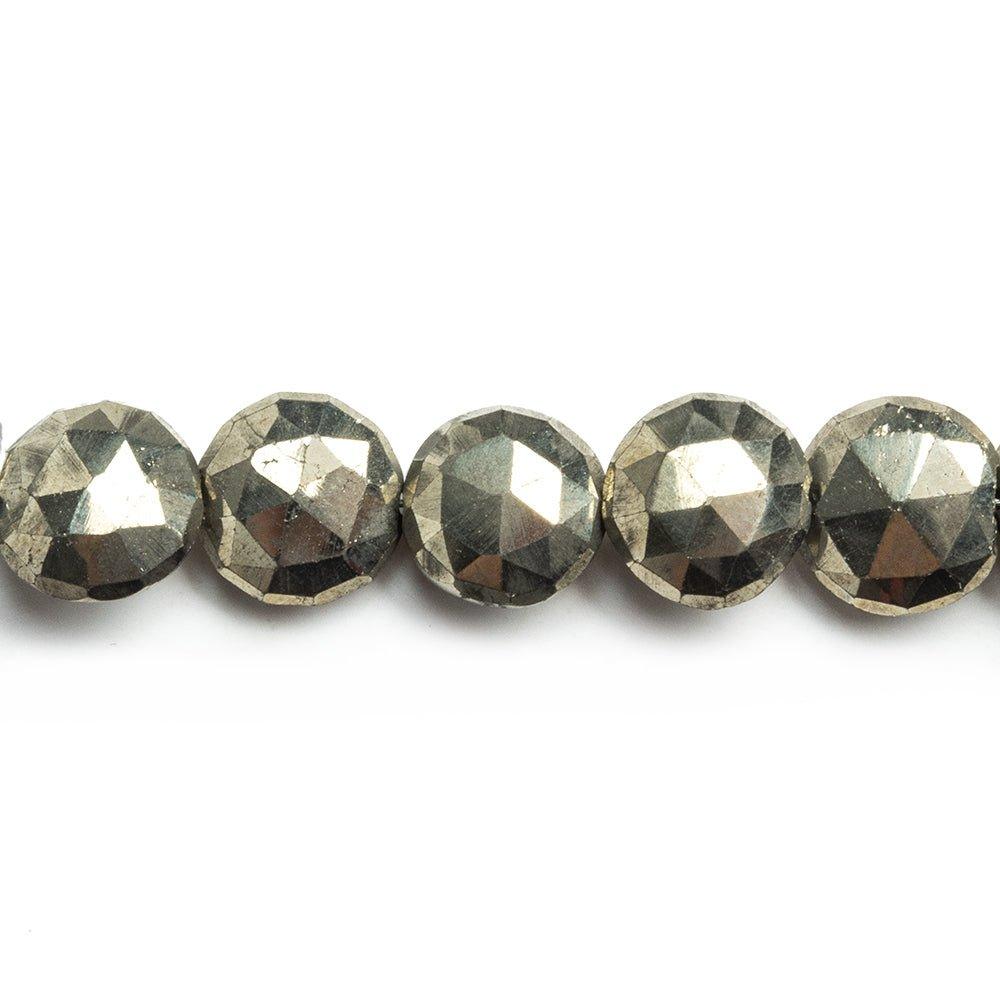 Golden Pyrite Faceted Coin Beads 8 inch 21 pieces - The Bead Traders