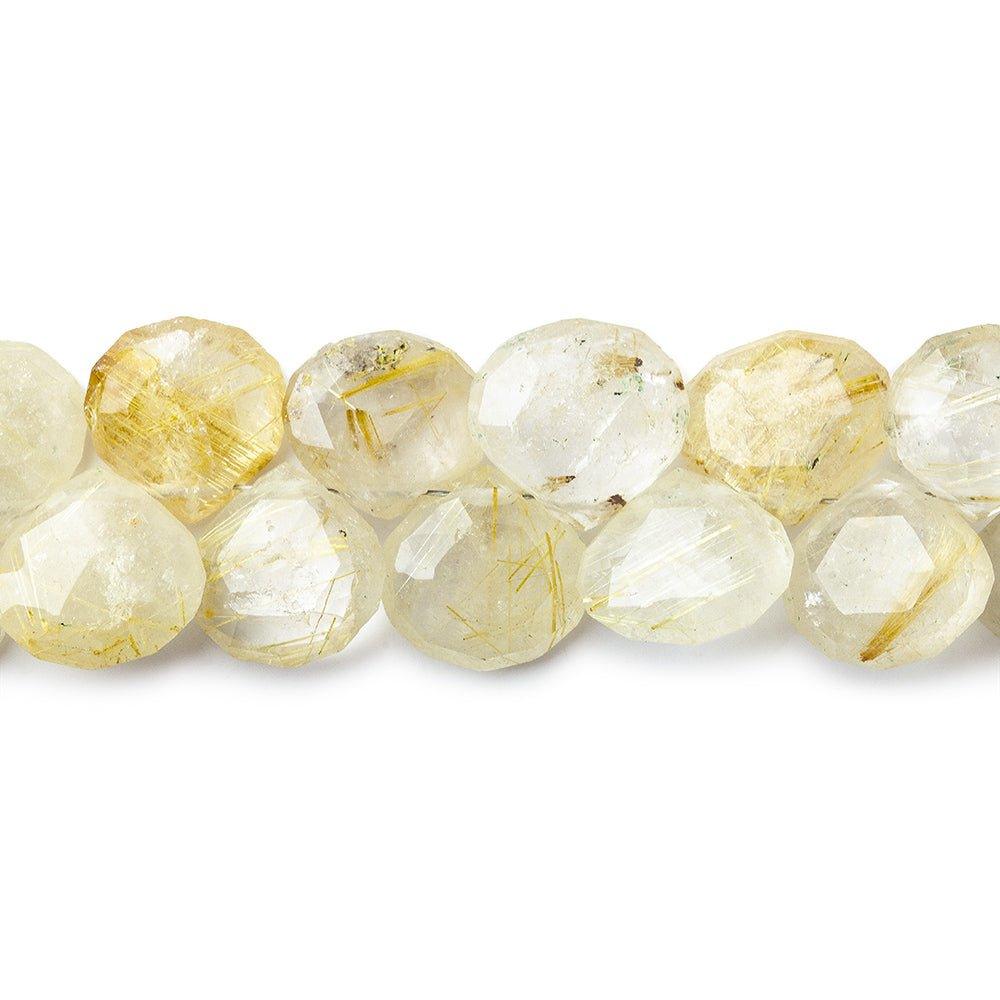 Golden Rutilated Quartz faceted heart briolettes 8 inch 36 beads 11x10-11x11mm - The Bead Traders