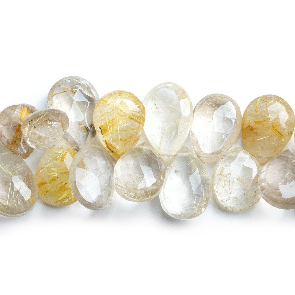 Golden Rutilated Quartz Faceted Pear Beads 8 inch 42 pieces - The Bead Traders