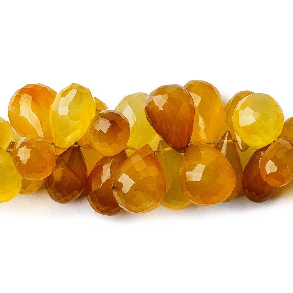 Golden Yellow Chalcedony faceted teardrops 7 inch 65 beadss 8x6-15x10mm - The Bead Traders