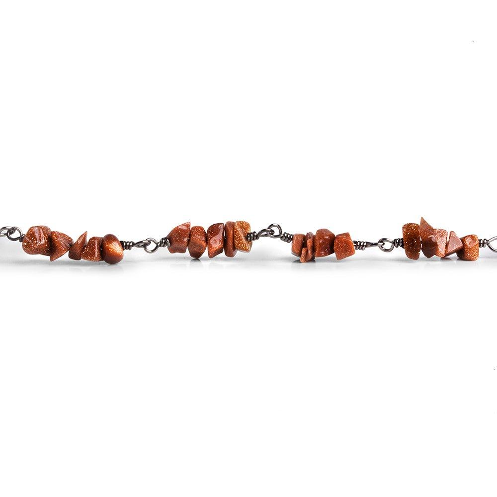 Goldstone Chip Black Gold Chain by the Foot 85 pieces - The Bead Traders