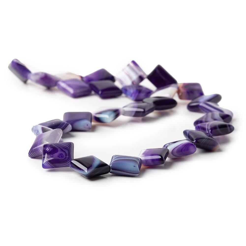 Grape Purple Agate Puffy Plain Square Beads 12x12x5mm , 15" length, 27 pcs - The Bead Traders