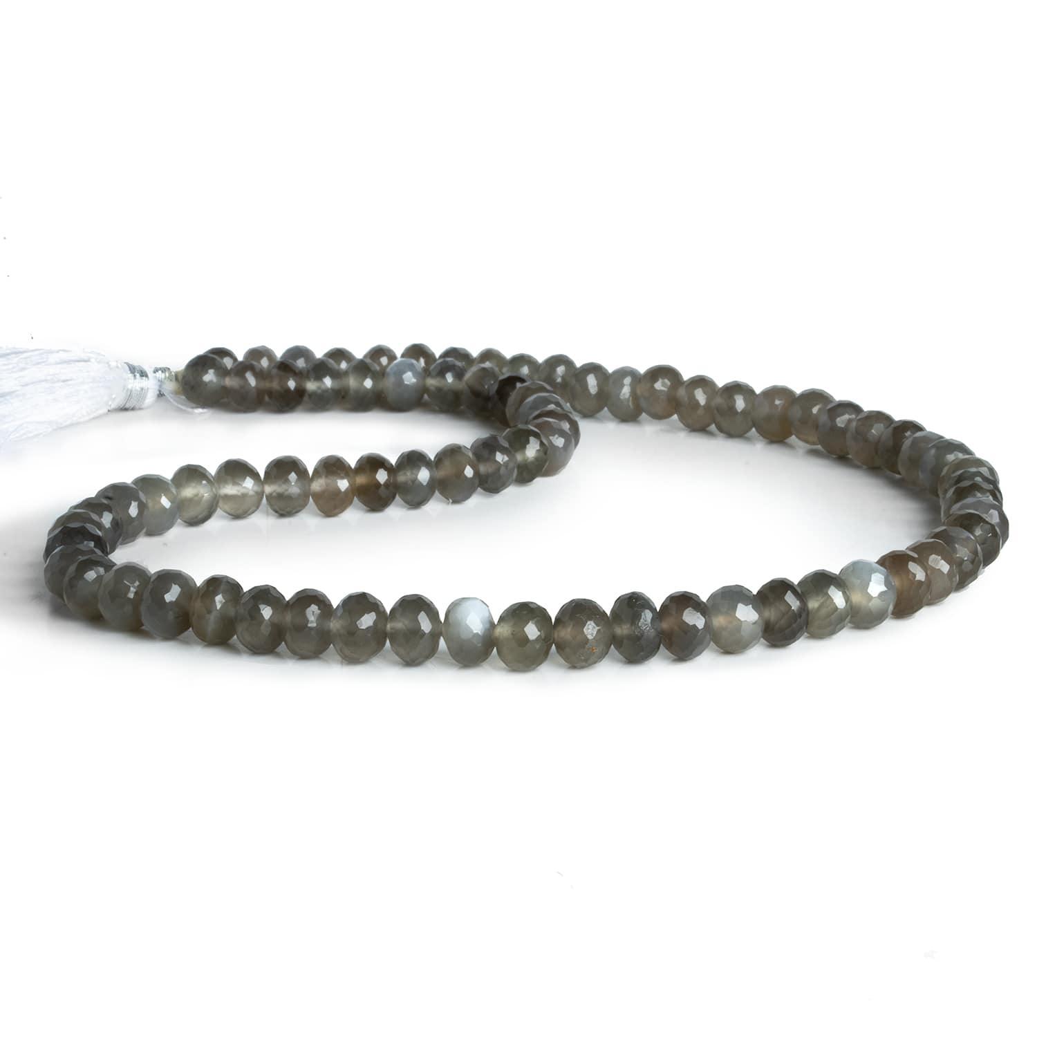 Gray Moonstone Faceted Rondelles 15 inch 75 beads - The Bead Traders
