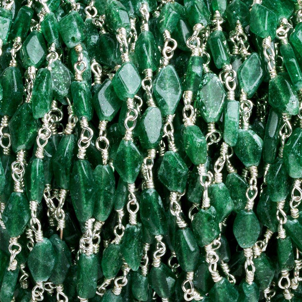 Green Aventurine Kite Silver Plated Chain 22 pieces - The Bead Traders