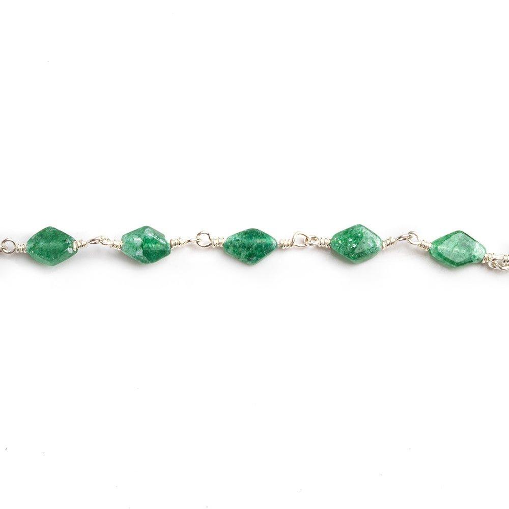 Green Aventurine Kite Silver Plated Chain 22 pieces - The Bead Traders