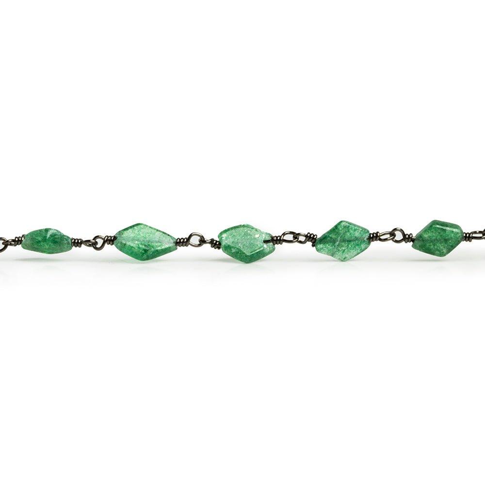 Green Aventurine Kites Black Gold Chain 22 pieces - The Bead Traders