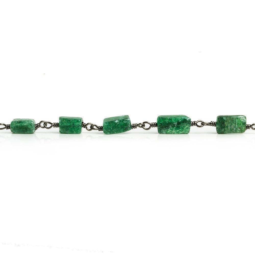 Green Aventurine Rectangles Black Gold Chain 23 pieces - The Bead Traders