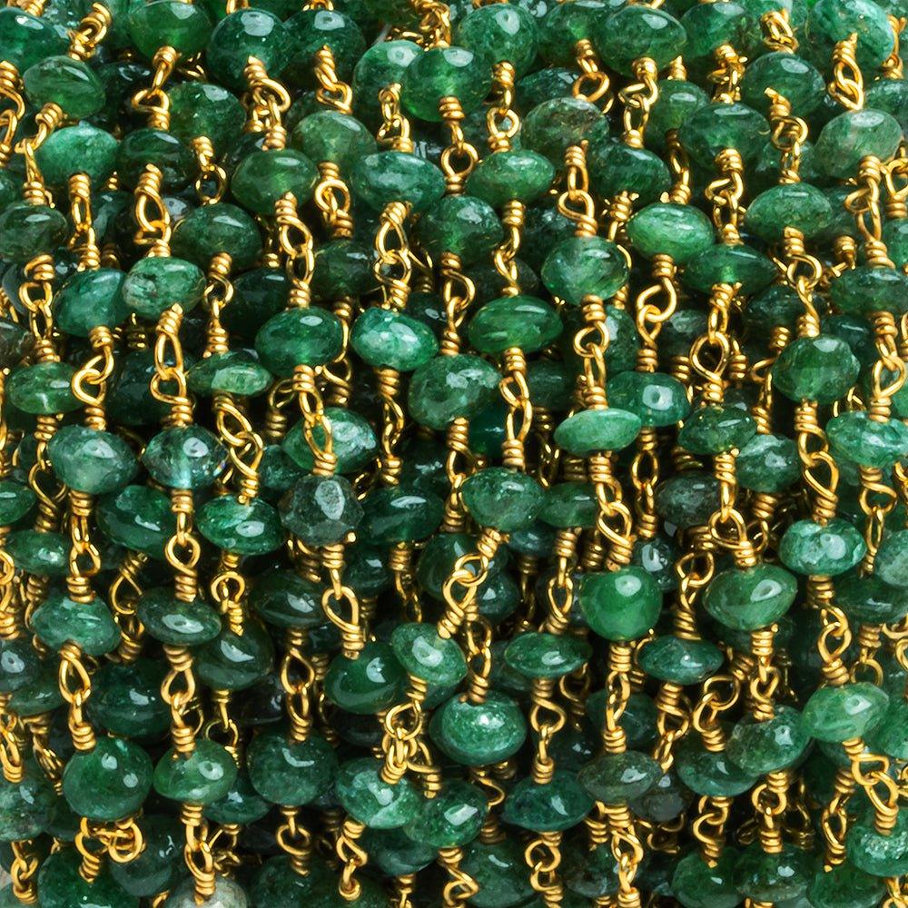 Green Aventurine Rondelle Gold Plated Chain 33 pieces - The Bead Traders