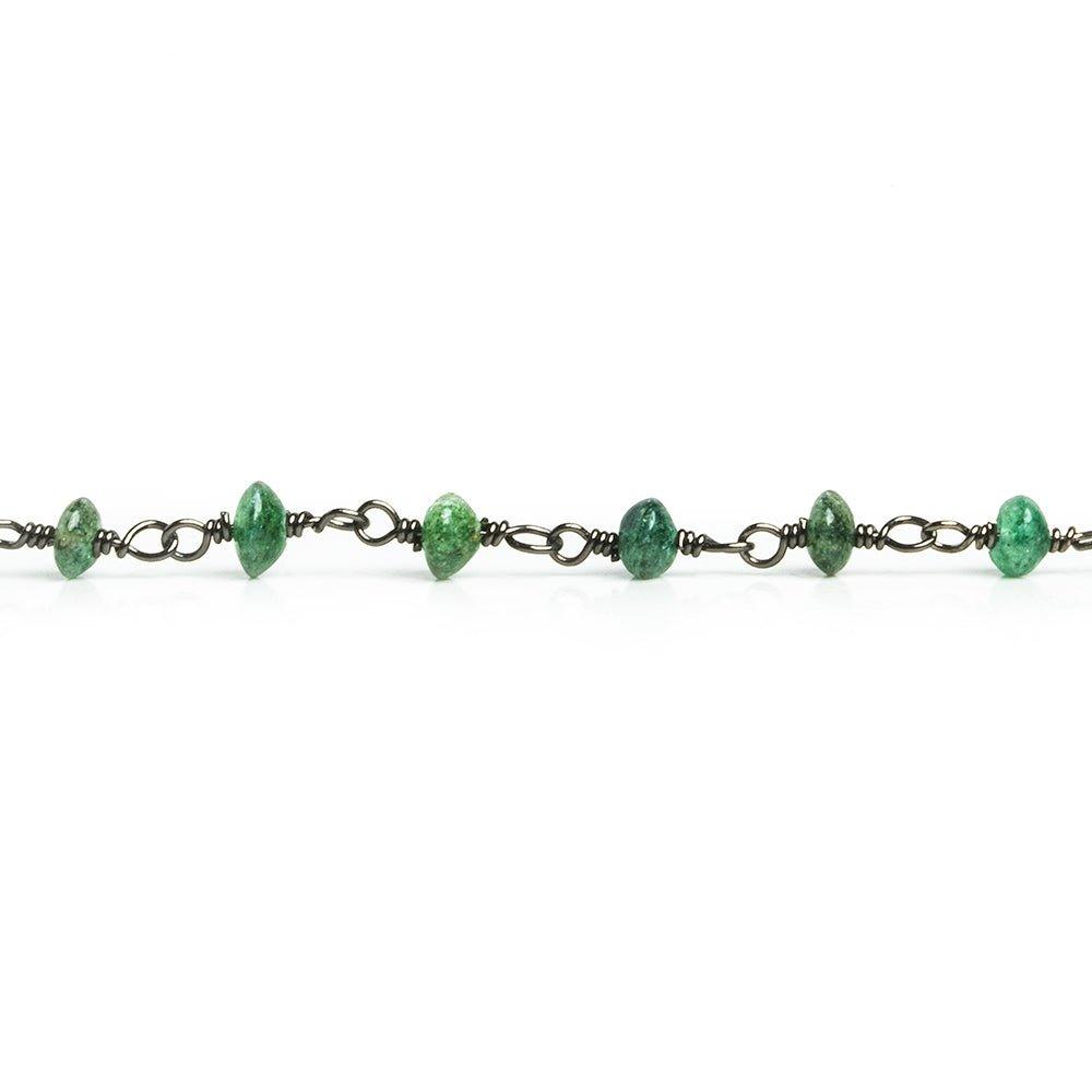 Green Aventurine Rondelles Black Gold Plated Chain 33 pieces - The Bead Traders