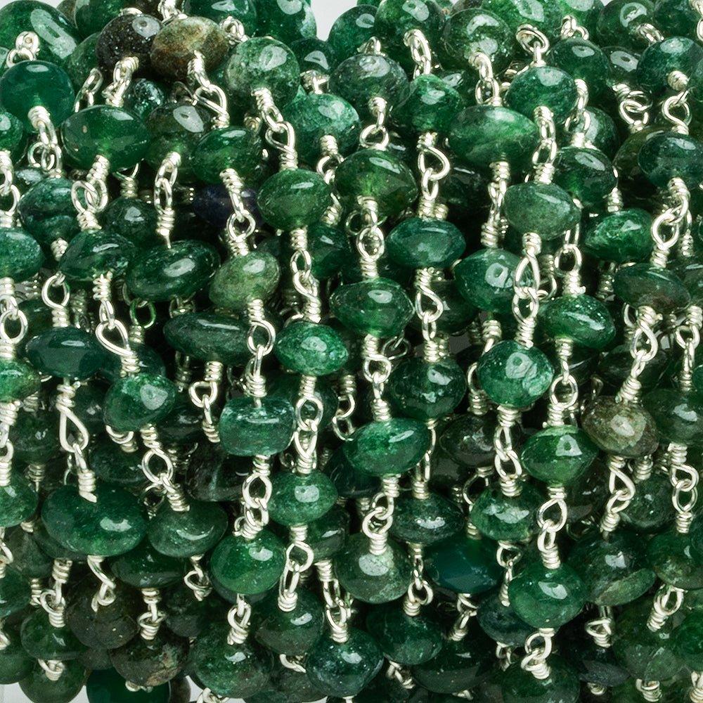 Green Aventurine Rondelles Silver Plated Chain 30 pieces - The Bead Traders
