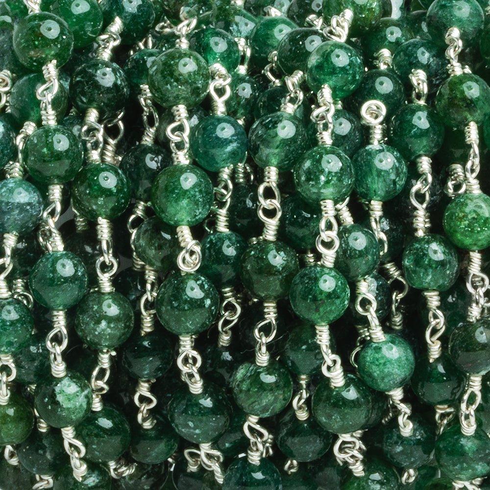 Green Aventurine Rounds Silver Plated Chain 27 pieces - The Bead Traders