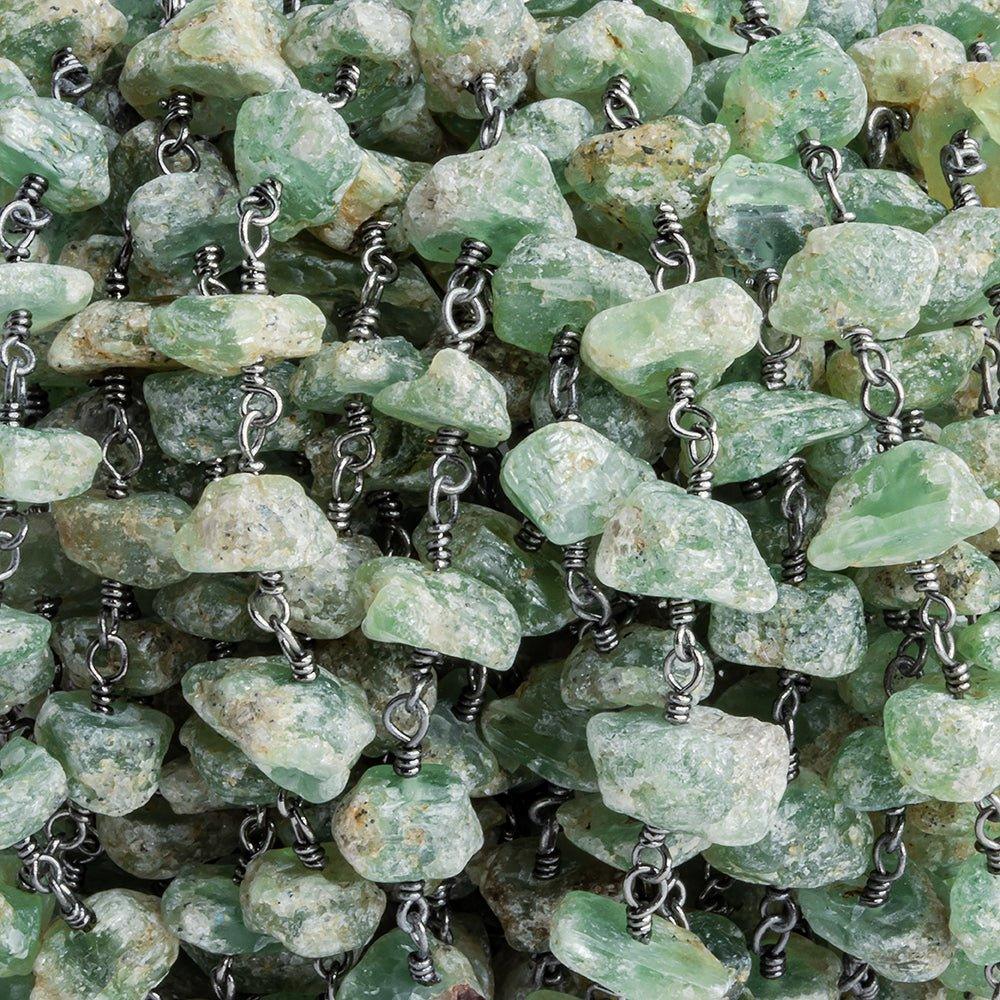 Green Kyanite Natural Crystal Black Gold Chain by the Foot 32 pieces - The Bead Traders