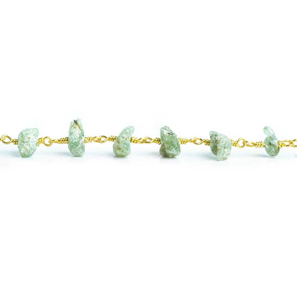 Green Kyanite Natural Crystal Gold Chain by the Foot 32 pieces - The Bead Traders