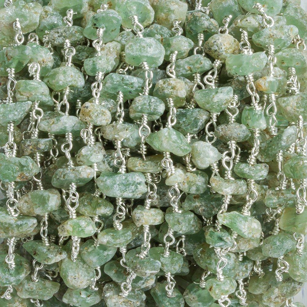 Green Kyanite Natural Crystal Silver Chain by the Foot 32 pieces - The Bead Traders