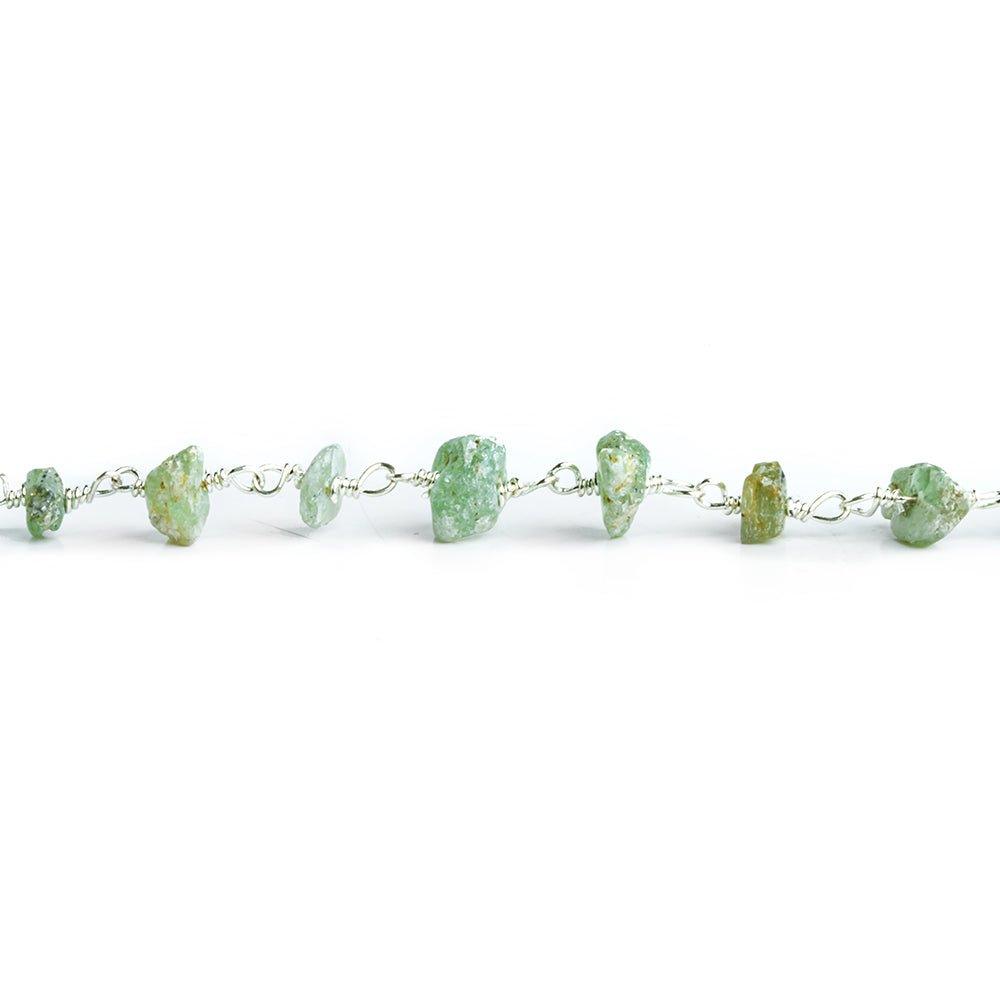 Green Kyanite Natural Crystal Silver Chain by the Foot 32 pieces - The Bead Traders