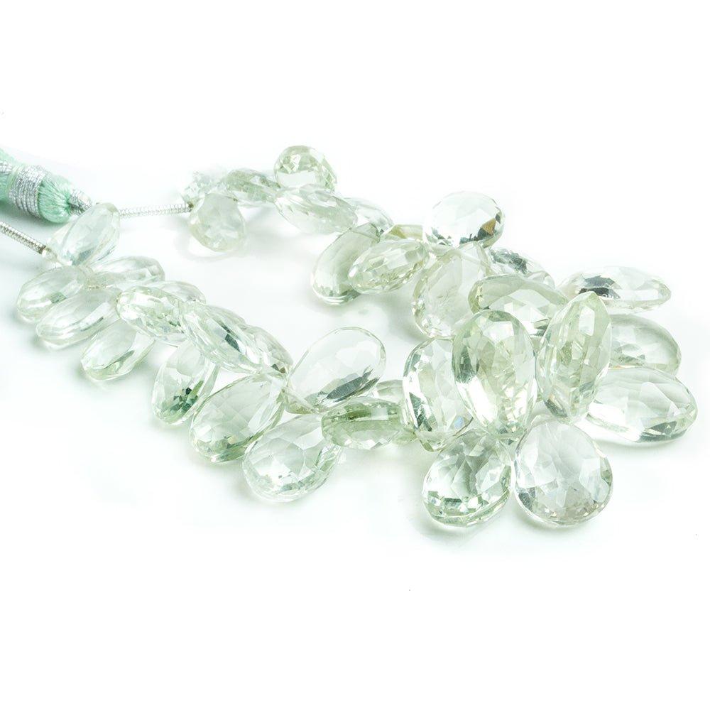 Green Quartz Faceted Pear Beads 6 inch 40 pieces - The Bead Traders