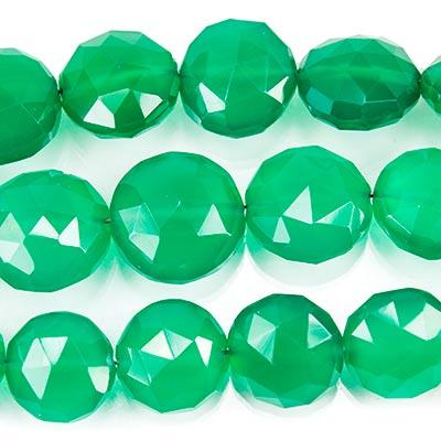 Green Quartz Straight Drilled Faceted Coin Beads, 8" length, 8-12mm diameter, 19 pcs - The Bead Traders